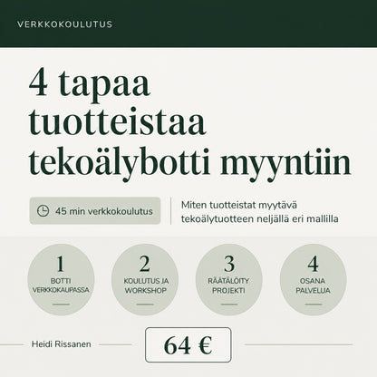 4 tapaa tuotteistaa tekoälybotti myyntiin -koulutus
