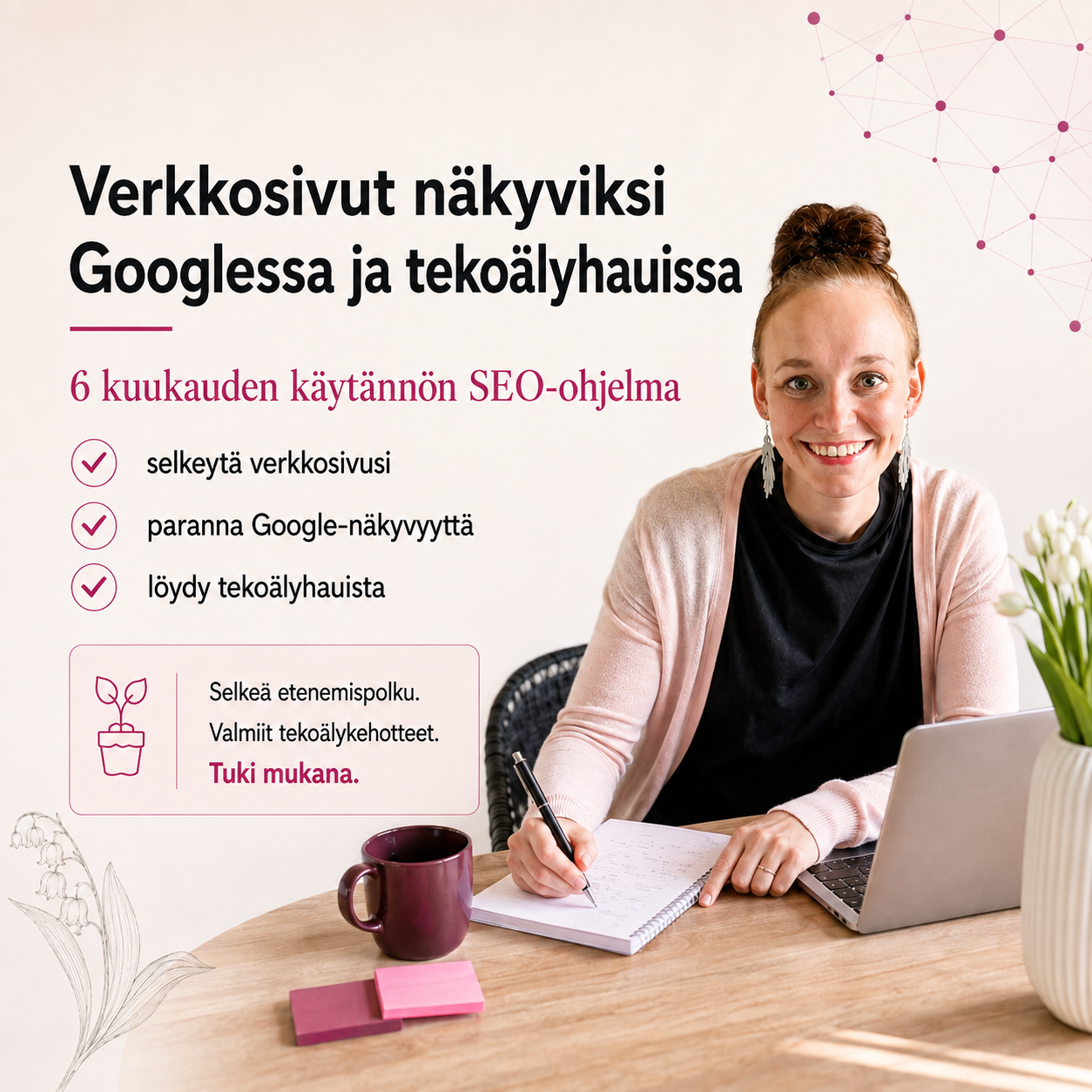 Verkkosivut näkyviksi Googlessa ja tekoälyhauissa – 6 kuukauden käytännön SEO-ohjelma